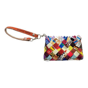 Nahui Ollin Multicolor Handmade Candy Wrapper Woven Wristlet Coin Purse